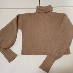Gently used junior turtleneck sweater, size large, tan color